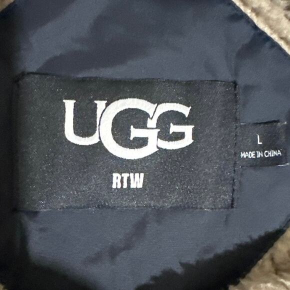 UGG Pullover Sweater Mens Large Sherpa Fleece Nylon Pocket Cozy RTW 1119481 - Picture 2 of 12